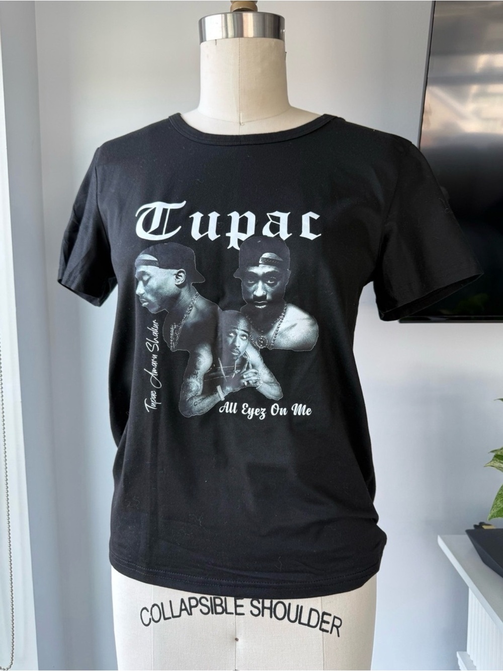Black Tupac 2pac Graphic Crewneck Tee